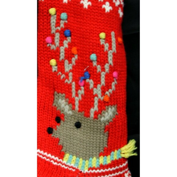 Pottery Barn Kids Christmas Stocking Red White Knit Sweater Reindeer Ornaments - Picture 2 of 12